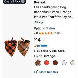 Realeaf Orange Plaid Dog Bandana